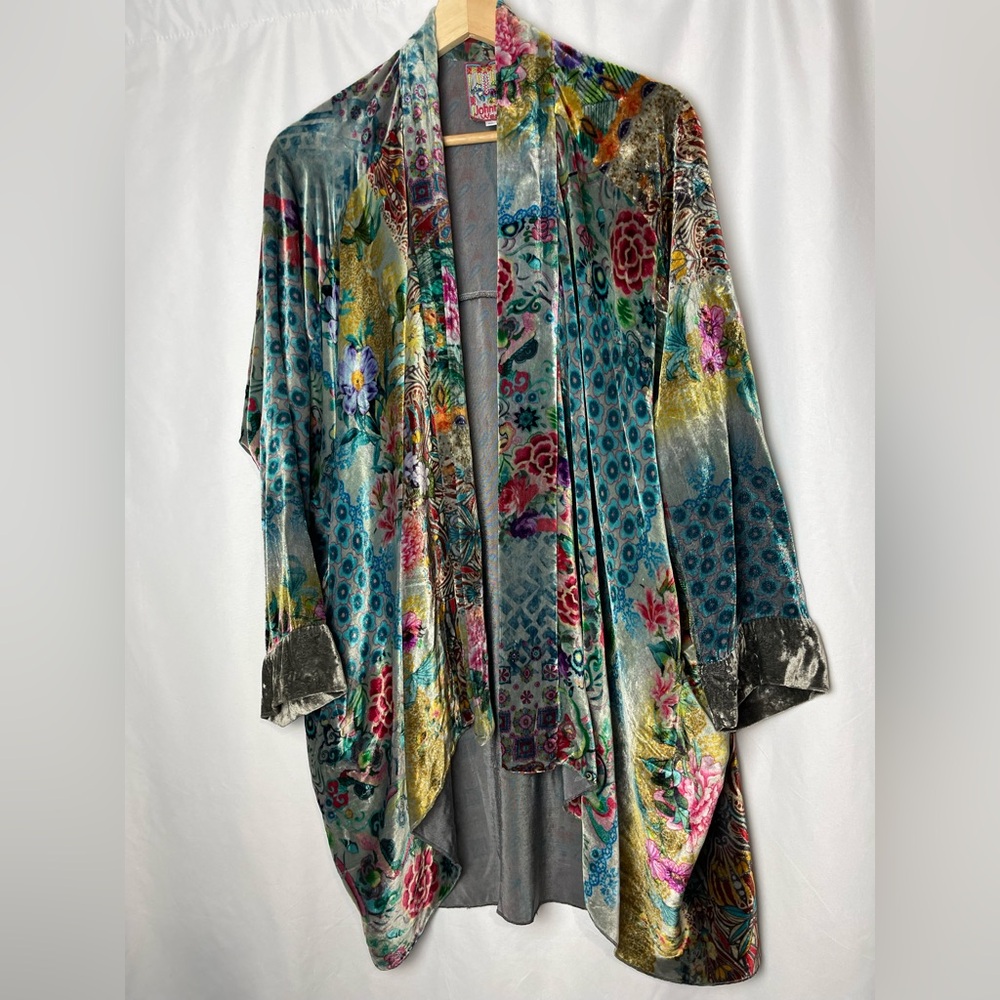 Johnny was Velvet Cardigan Silk Blend size M multicolored - Picture 3 of 11